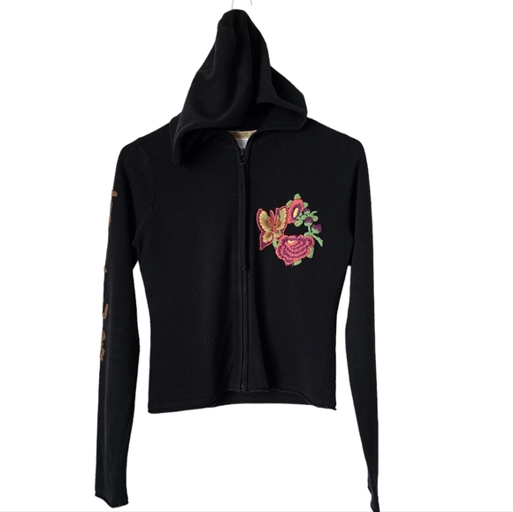 Miss Me Tops - MISS ME x VINTAGE Y2K full zip hoodie butterfly flower in black S